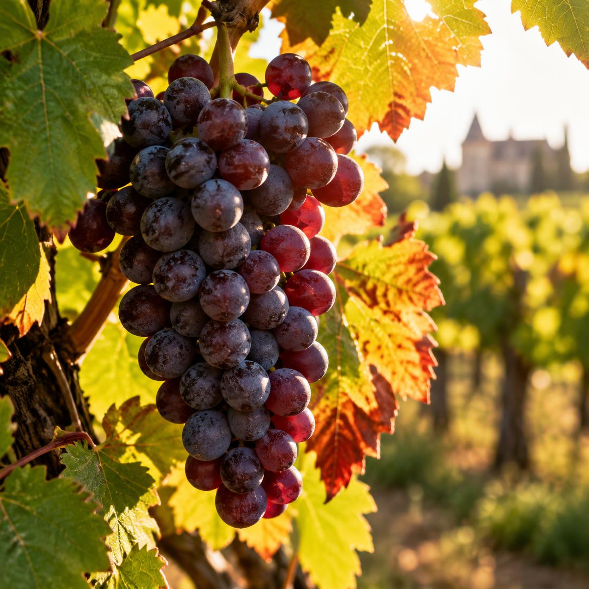 Grappe de raisin noir mûr sur la vigne